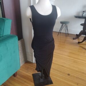 Guess Black Ruched Midi Tank Dress